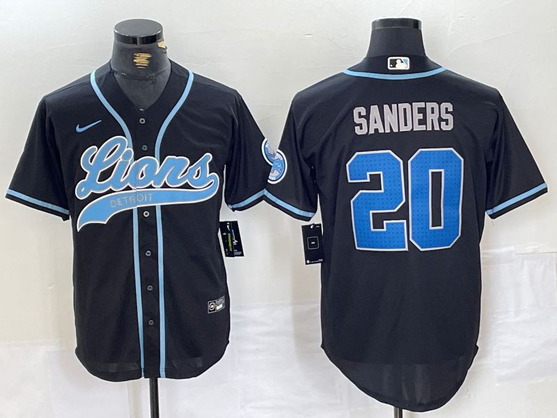 Men Detroit Lions #20 Sanders Black Joint Name 2024 Nike Limited NFL Jersey style 1->detroit lions->NFL Jersey